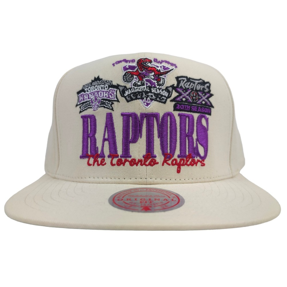 Toronto Raptors Mitchell & Ness NBA Snapback Hat Cap Embroidery Logo Cream NWT
